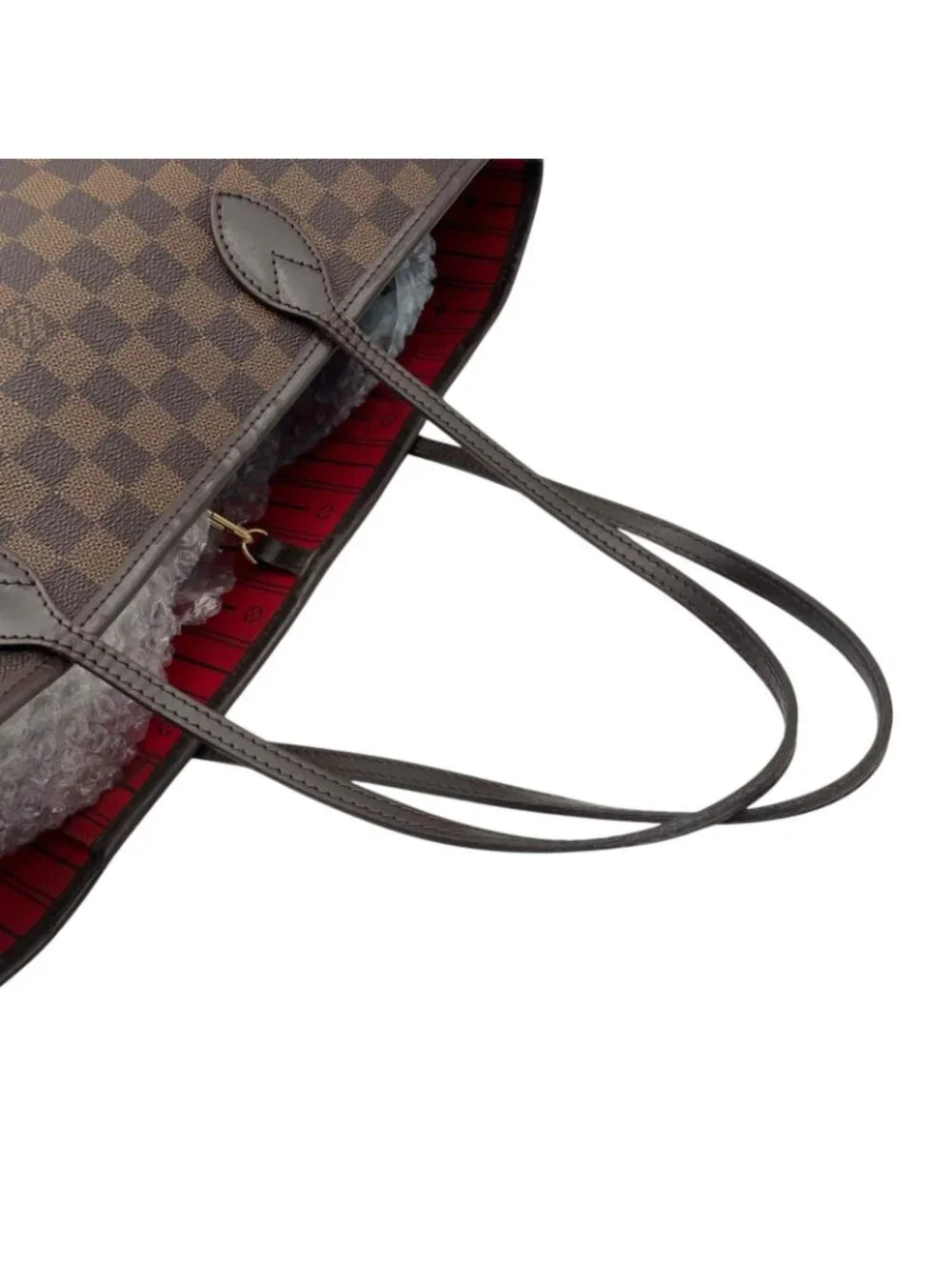 Louis Vuitton Damier Ebene Neverfull MM Tote Handle Shoulder Leather Brown
